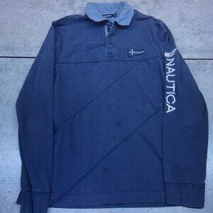 Nautica Men's Navy Long Sleeve Polo